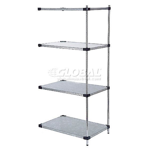 Nexel Galvanized Steel, 4 Tier, Solid Shelving Add-On Unit, 24Wx18Dx63H A18246SZ